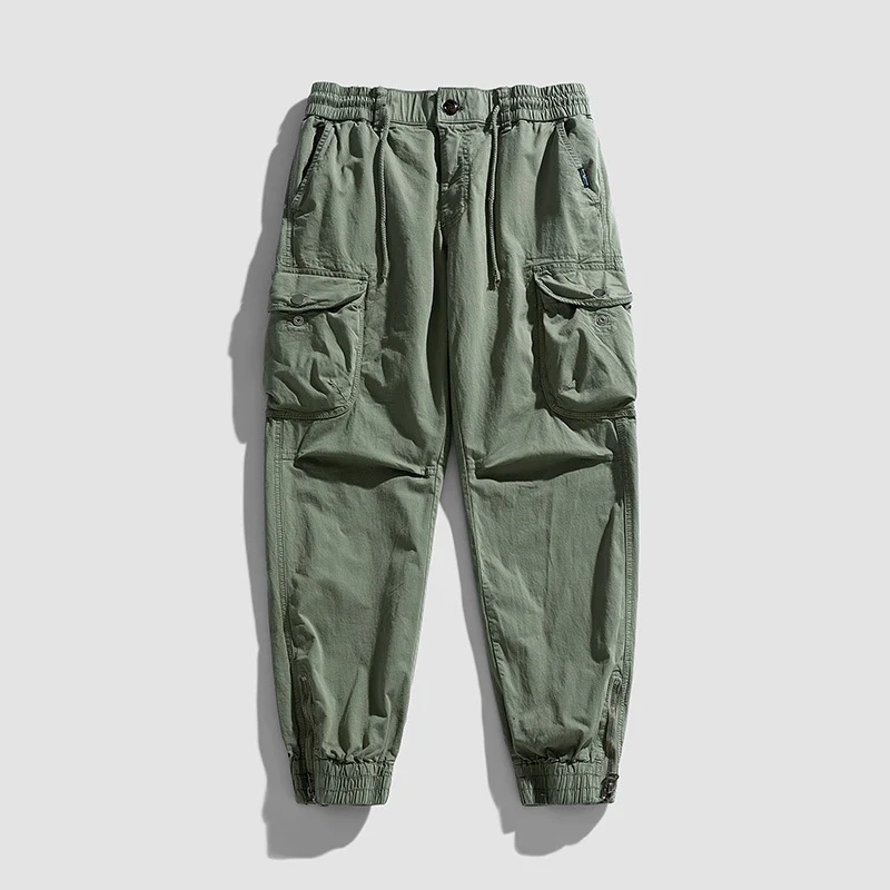 Herren Cargohose im Joggerstil mit elastischem Komfortbund, Multifunktionalen Klapp‑Utility‑Taschen und Knöchelreißverschluss Drune