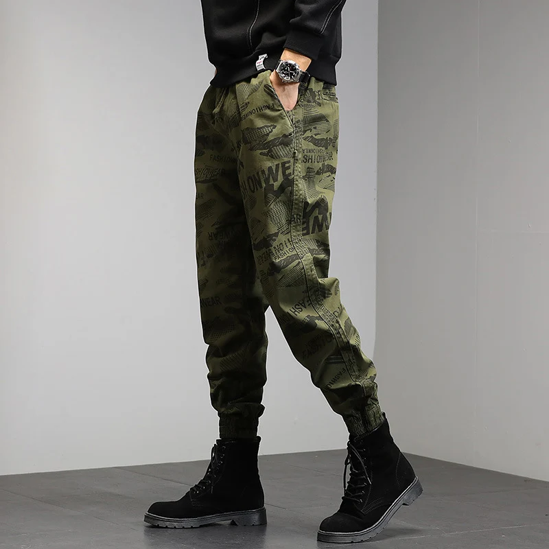 Herren Cargohose im Joggerstil mit Camouflage‑Print, Elastischem Tunnelzugbund und Klappentaschen Drune