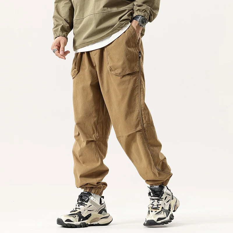 Herren Cargo-Jogginghose im Utility-Streetstyle mit Elastikbund, Tunnelzug und verstärkten Kniepaneelen Drune