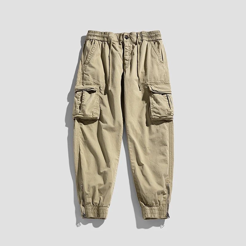 Herren Cargo-Jogginghose im Utility‑Stil mit Tunnelzugbund, Mehrfachtaschen und Reißverschluss‑Knöchel Drune