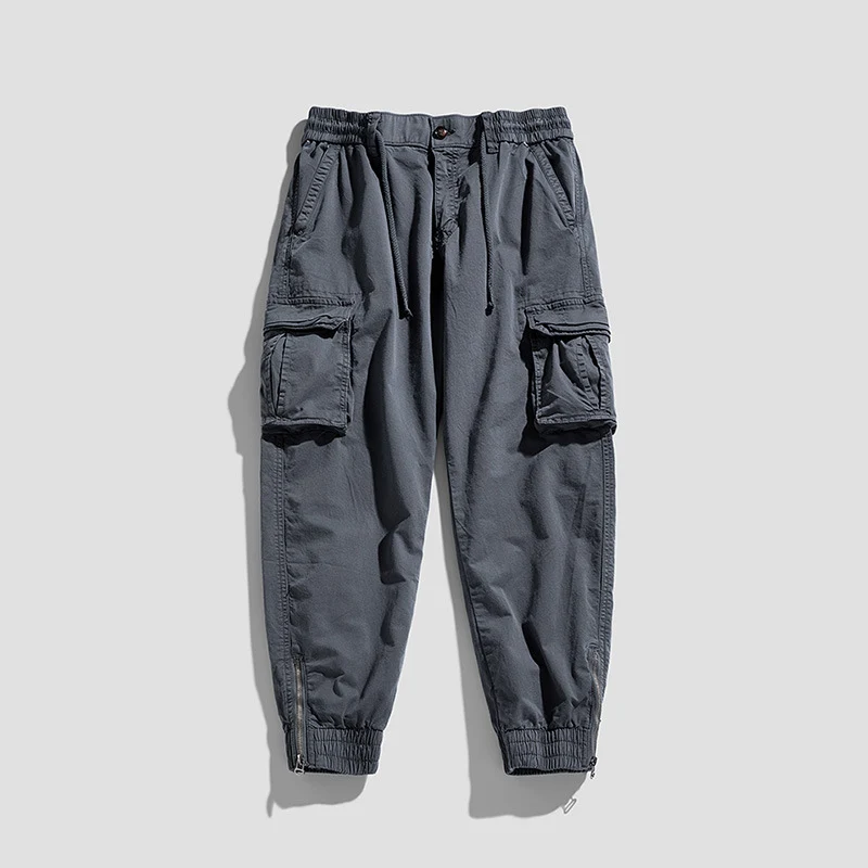 Herren Cargo-Jogginghose im Utility‑Stil mit Tunnelzugbund, Mehrfachtaschen und Reißverschluss‑Knöchel Drune