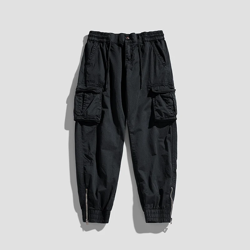 Herren Cargo-Jogginghose im Utility‑Stil mit Tunnelzugbund, Mehrfachtaschen und Reißverschluss‑Knöchel Drune