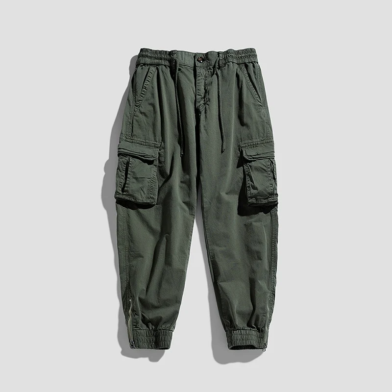 Herren Cargo-Jogginghose im Utility‑Stil mit Tunnelzugbund, Mehrfachtaschen und Reißverschluss‑Knöchel Drune
