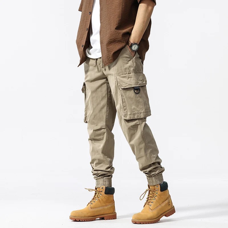 Herren Cargo-Jogginghose im Utility-Stil mit Elastikbund, Kordelzug und Multifachtaschen Drune