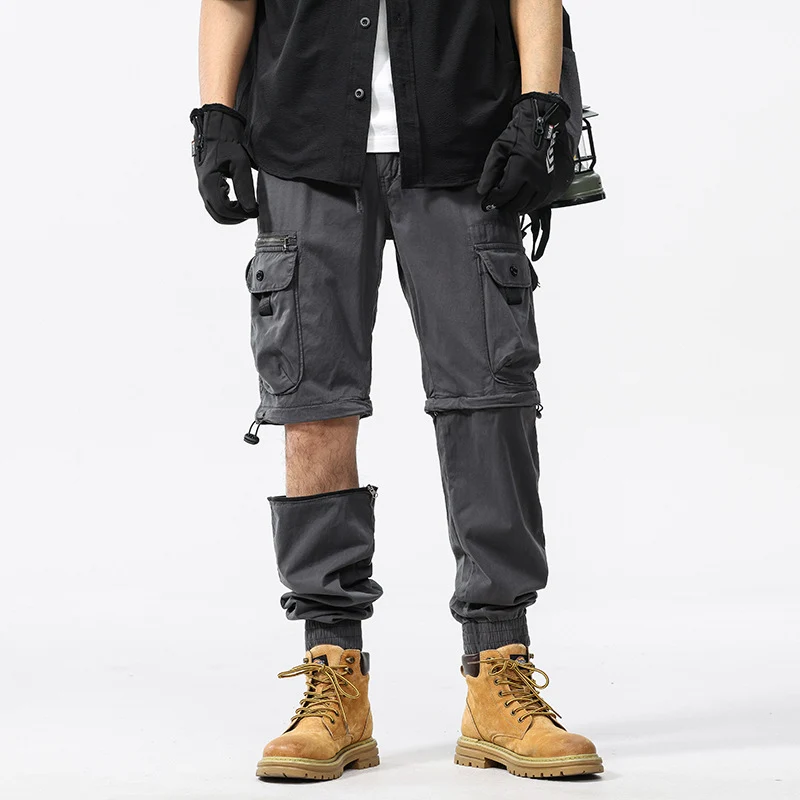Herren Cargo-Jogginghose im Utility-Stil mit Elastikbund, Kordelzug und Multifachtaschen Drune