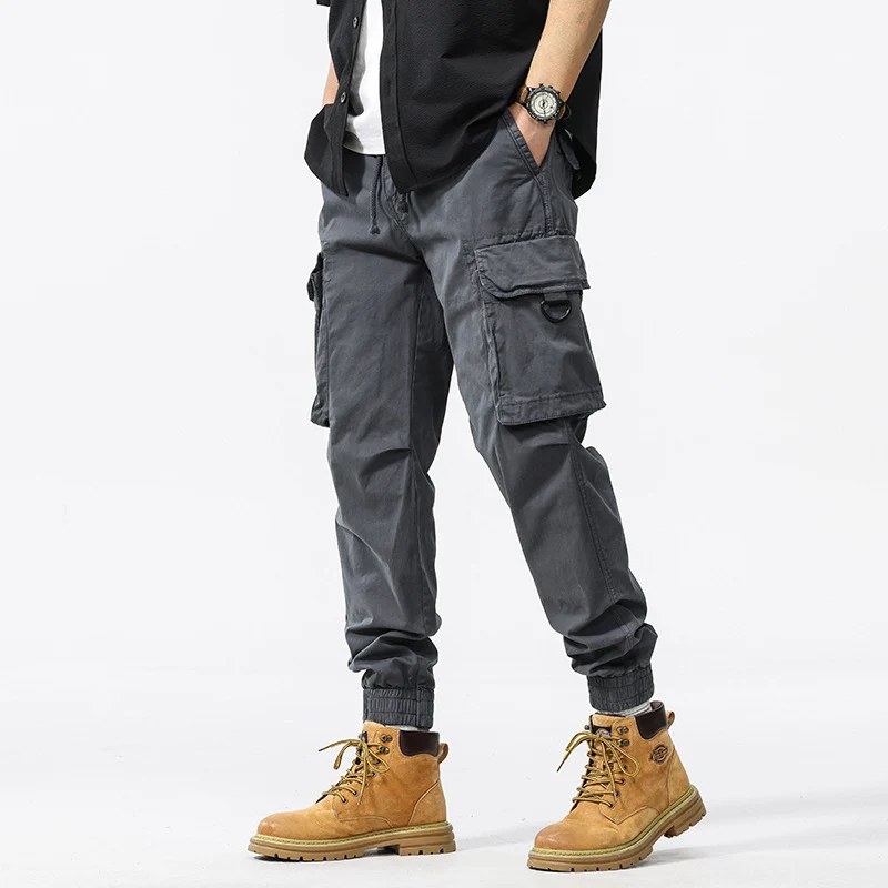 Herren Cargo-Jogginghose im Utility-Stil mit Elastikbund, Kordelzug und Multifachtaschen Drune