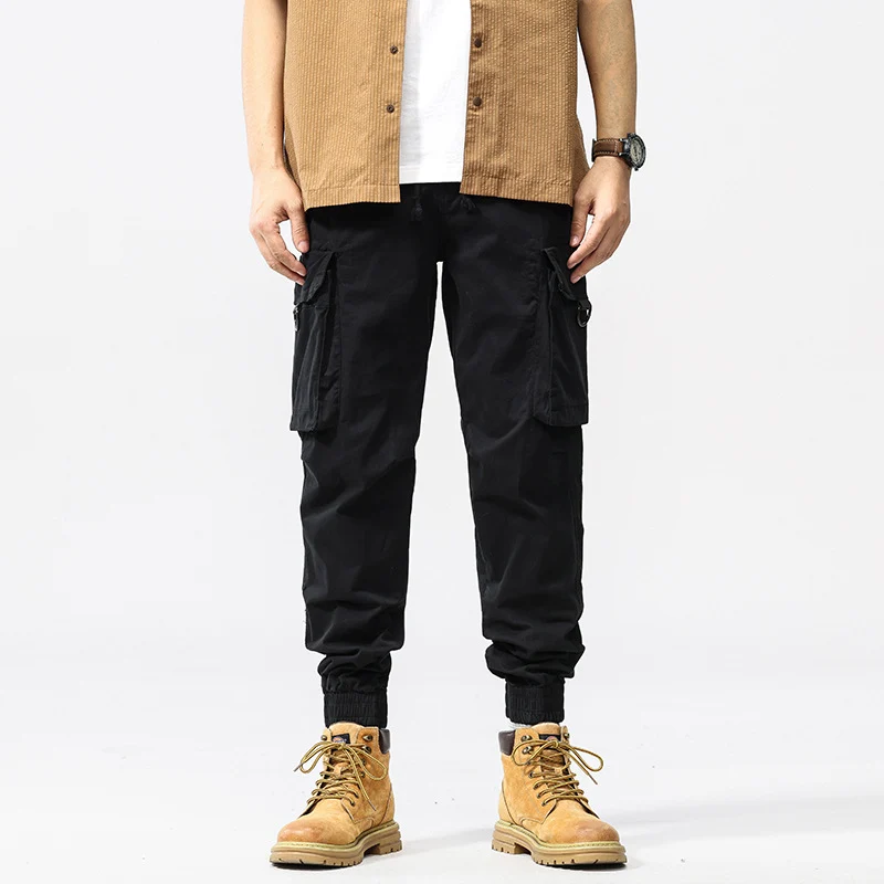 Herren Cargo-Jogginghose im Utility-Stil mit Elastikbund, Kordelzug und Multifachtaschen Drune