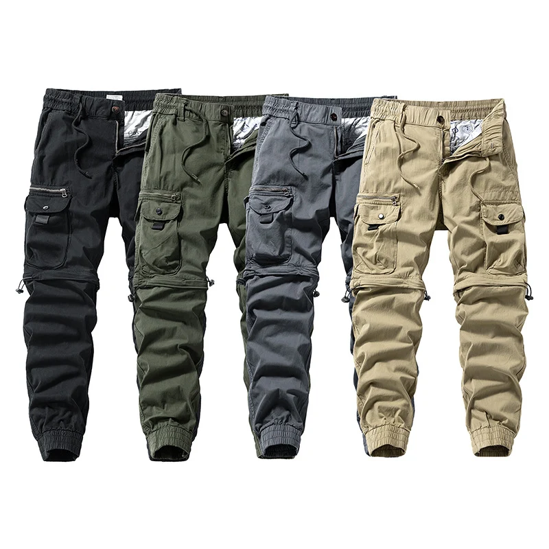 Herren Cargo-Jogginghose im Utility-Stil mit Elastikbund, Kordelzug und Multifachtaschen Drune
