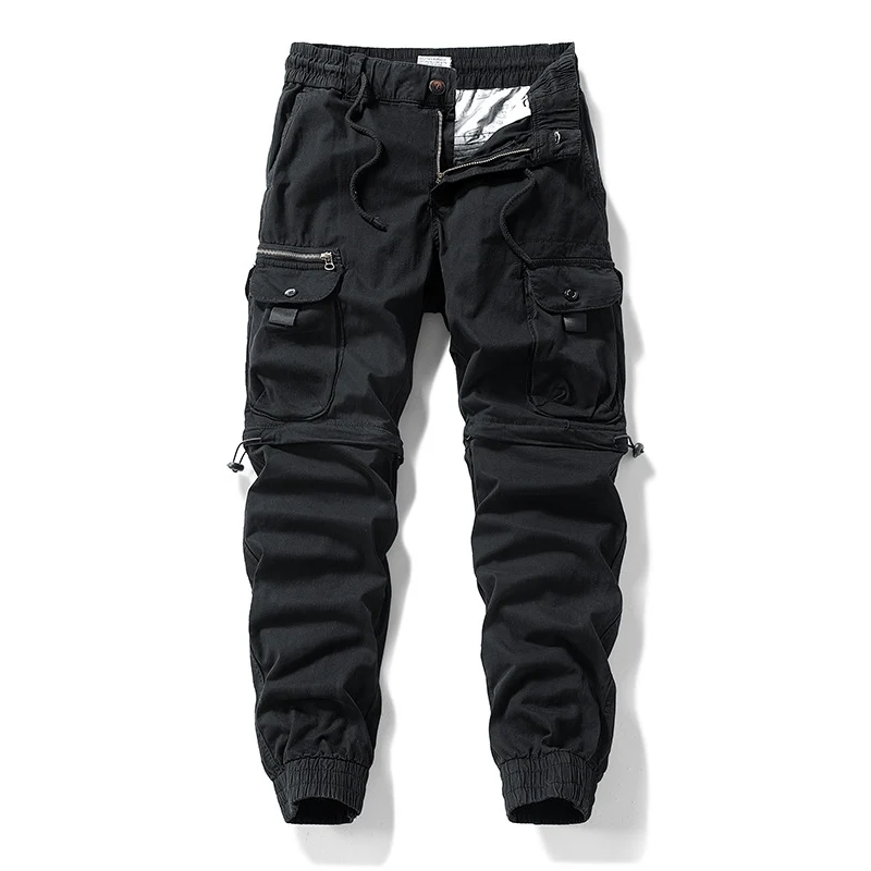 Herren Cargo-Jogginghose im Utility-Stil mit Elastikbund, Kordelzug und Multifachtaschen Drune