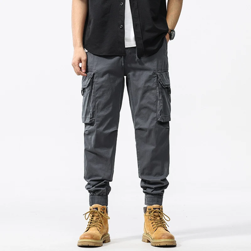 Herren Cargo-Jogginghose im Utility-Stil mit Elastikbund, Kordelzug und Multifachtaschen Drune