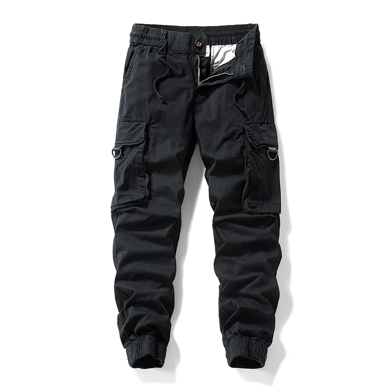 Herren Cargo-Jogginghose im Utility-Stil mit Elastikbund, Kordelzug und Multifachtaschen Drune
