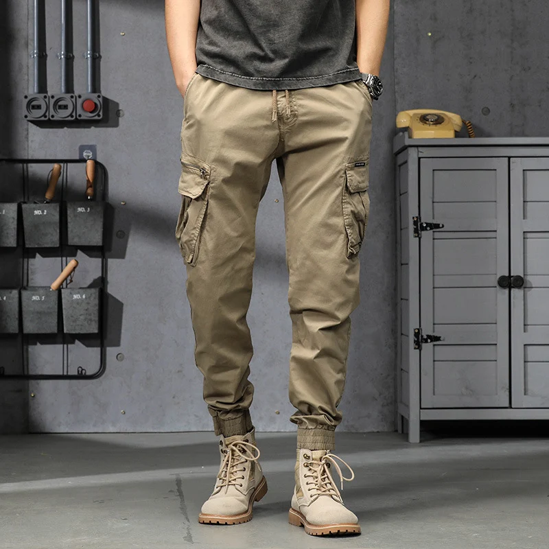 Herren Cargo-Joggerhose mit Tunnelzug, Multifachtaschen und geripptem Knöchelabschluss Drune
