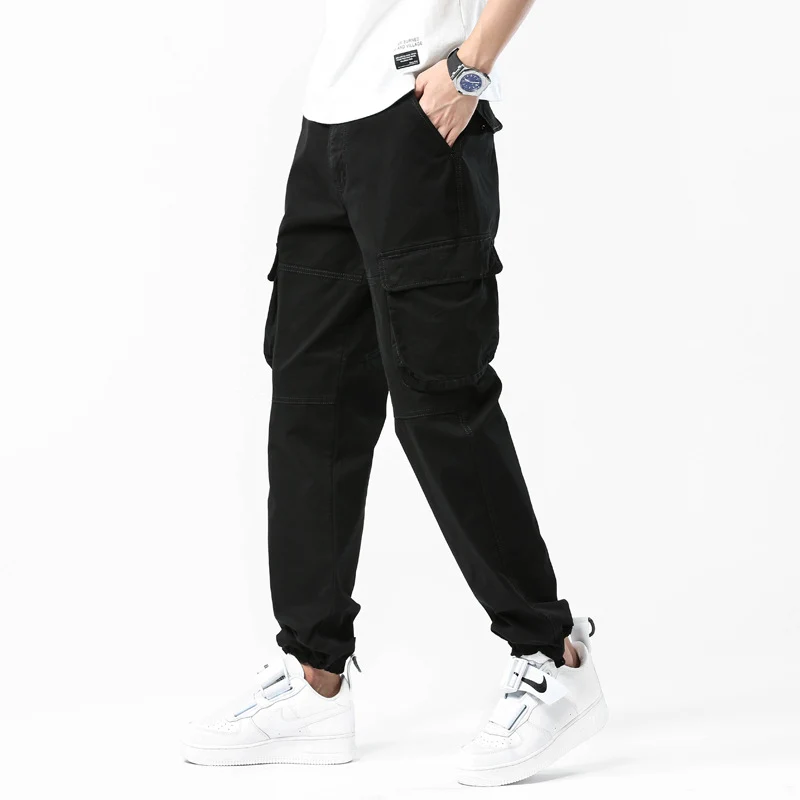 Herren Cargo-Joggerhose mit Kniepasse, elastischem Knöchelsaum und Großvolumigen Klappentaschen Drune