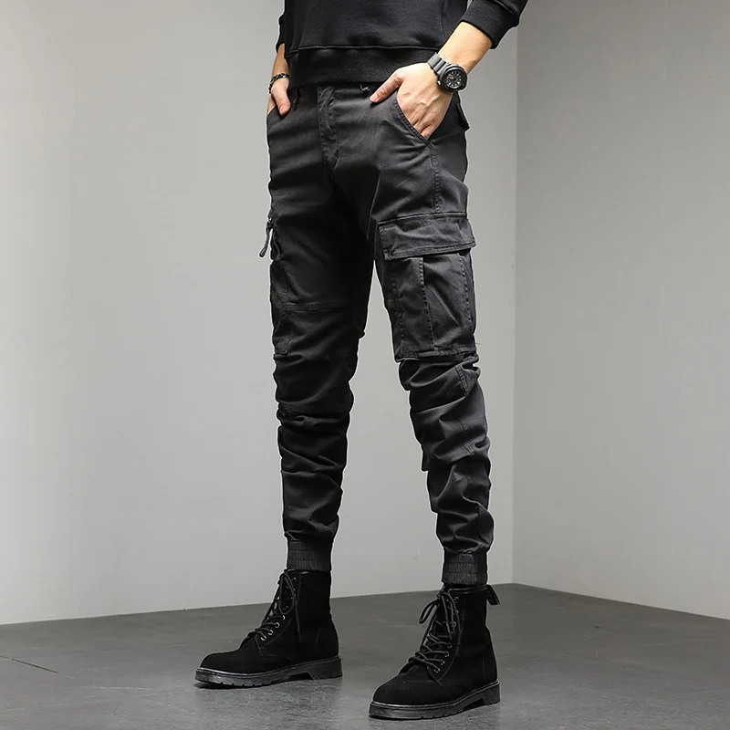 Herren Cargo-Joggerhose mit Knieabnähern elastischem Bund und Mehrfachtaschen Drune