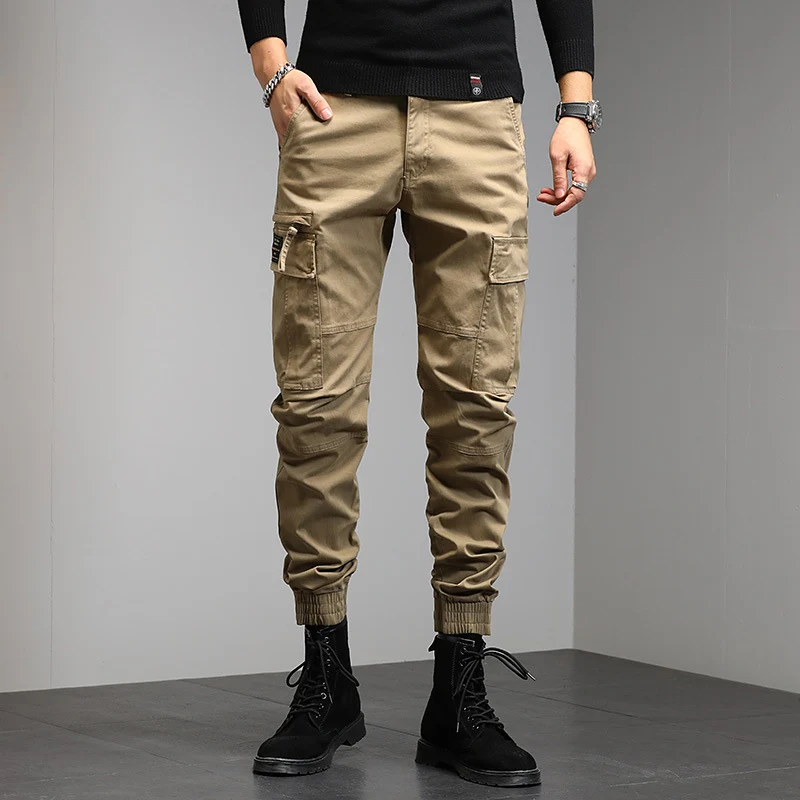 Herren Cargo-Joggerhose mit Knieabnähern elastischem Bund und Mehrfachtaschen Drune