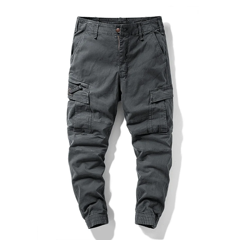 Herren Cargo-Joggerhose mit Knieabnähern elastischem Bund und Mehrfachtaschen Drune