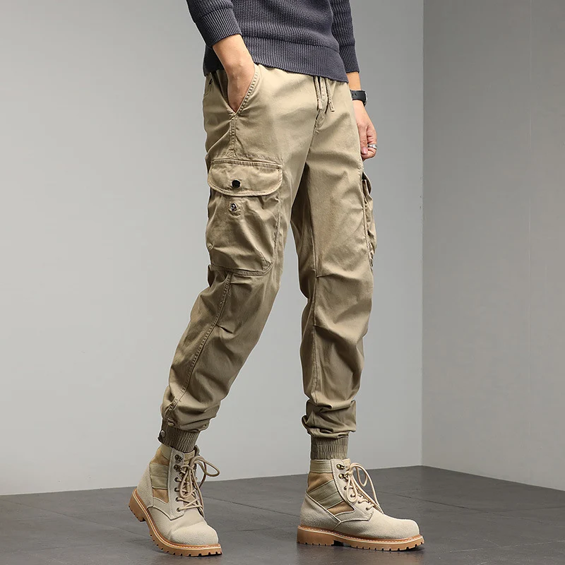 Herren Cargo-Joggerhose im Utility-Look mit elastischem Bund, Mehrfach-Taschen und gerippten Beinabschlüssen Drune