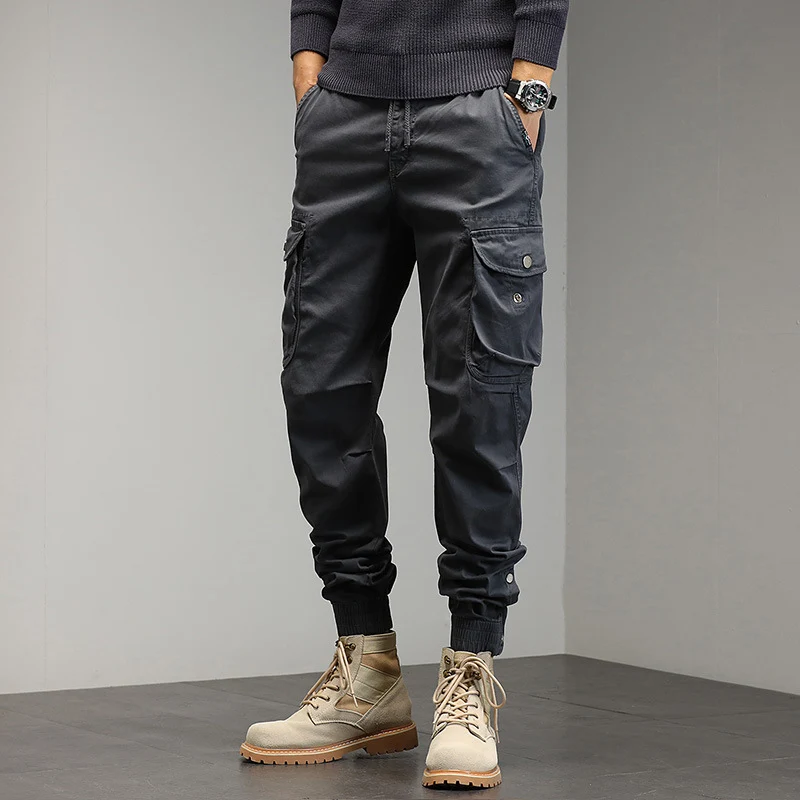 Herren Cargo-Joggerhose im Utility-Look mit elastischem Bund, Mehrfach-Taschen und gerippten Beinabschlüssen Drune