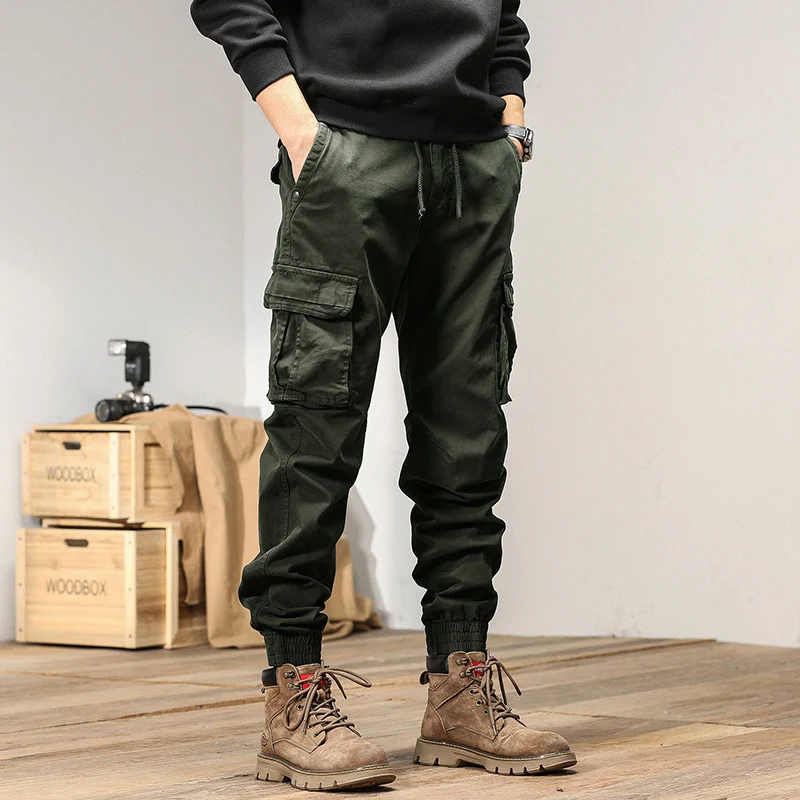 Herren Cargo-Joggerhose im Tactical-Streetstyle mit elastischem Bund, Klapp‑Utility‑Taschen und gerippten Beinabschlüssen Drune