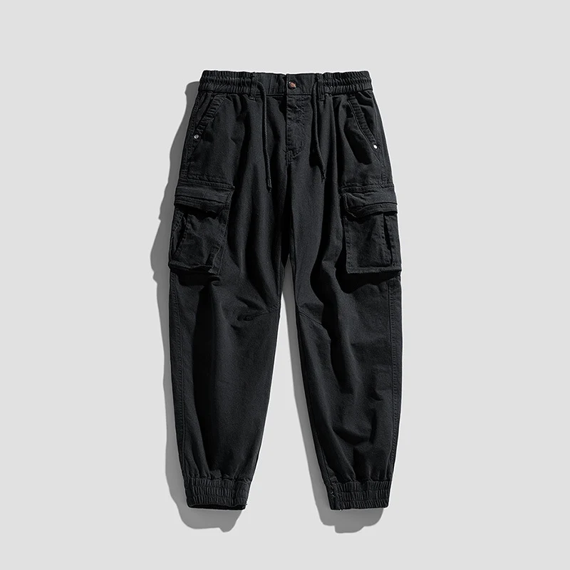 Herren Cargo-Joggerhose im Tactical-Streetstyle mit elastischem Bund, Klapp‑Utility‑Taschen und gerippten Beinabschlüssen Drune