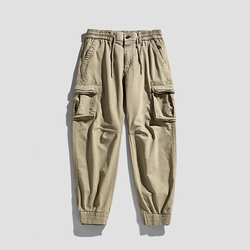 Herren Cargo-Joggerhose im Tactical-Streetstyle mit elastischem Bund, Klapp‑Utility‑Taschen und gerippten Beinabschlüssen Drune