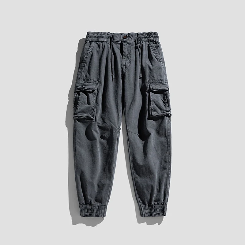 Herren Cargo-Joggerhose im Tactical-Streetstyle mit elastischem Bund, Klapp‑Utility‑Taschen und gerippten Beinabschlüssen Drune