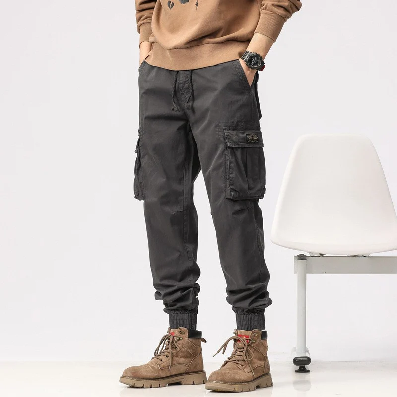Herren Cargo-Joggerhose aus Baumwollmix mit Elastischem Tunnelzugbund und Multifach‑Taschen Drune