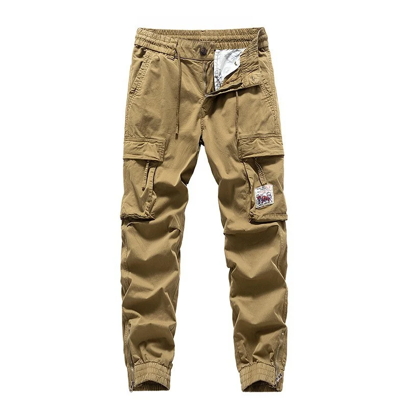 Herren Cargo-Jogger mit Zip-Knöchel, elastischem Bund, Multifach-Utility-Taschen und Vintage-Patch Drune