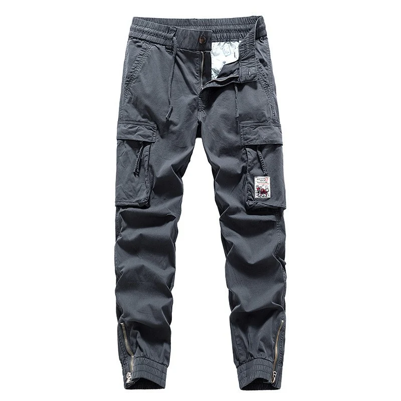 Herren Cargo-Jogger mit Zip-Knöchel, elastischem Bund, Multifach-Utility-Taschen und Vintage-Patch Drune