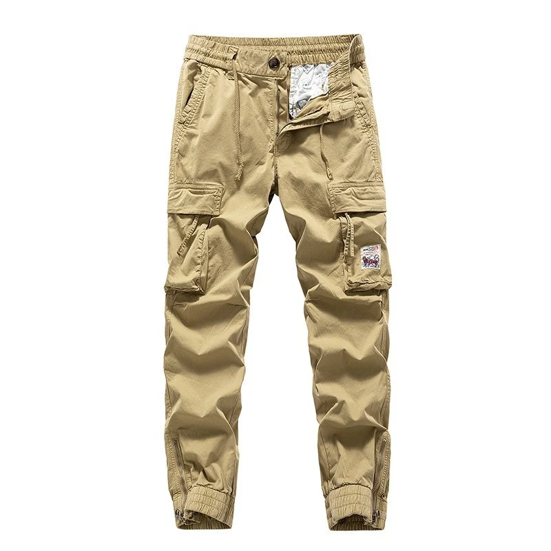 Herren Cargo-Jogger mit Zip-Knöchel, elastischem Bund, Multifach-Utility-Taschen und Vintage-Patch Drune