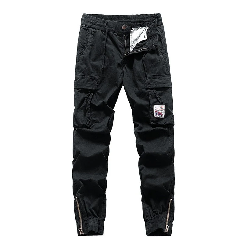 Herren Cargo-Jogger mit Zip-Knöchel, elastischem Bund, Multifach-Utility-Taschen und Vintage-Patch Drune