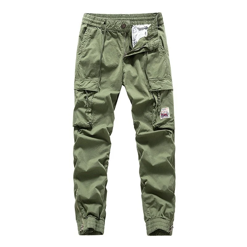 Herren Cargo-Jogger mit Zip-Knöchel, elastischem Bund, Multifach-Utility-Taschen und Vintage-Patch Drune