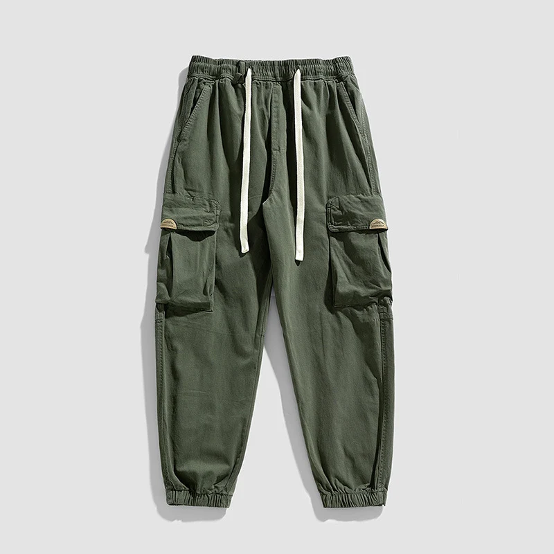 Herren Cargo-Jogger im Military-Style aus Baumwoll-Twill mit Tunnelzugbund und Mehrfachklappentaschen Drune