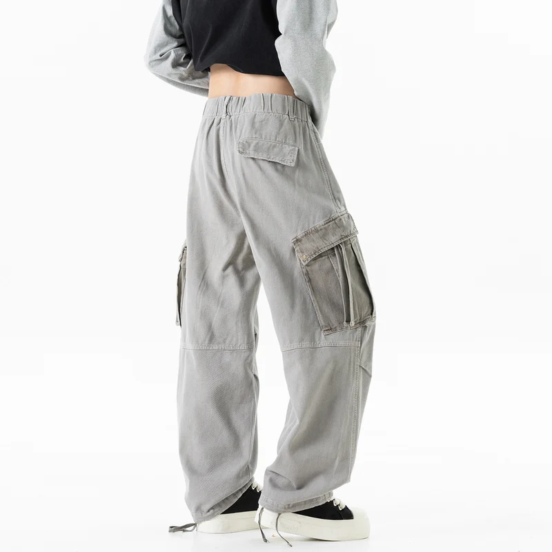 Herren Cargo-Hose mit Kordelbund, weitem Schnitt und Mehrfachtaschen Drune