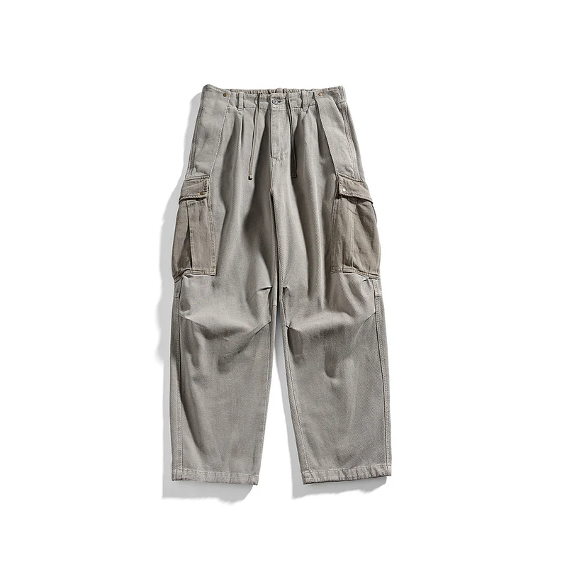 Herren Cargo-Hose mit Kordelbund, weitem Schnitt und Mehrfachtaschen Drune