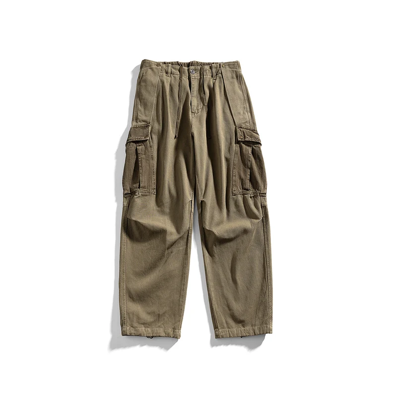 Herren Cargo-Hose mit Kordelbund, weitem Schnitt und Mehrfachtaschen Drune