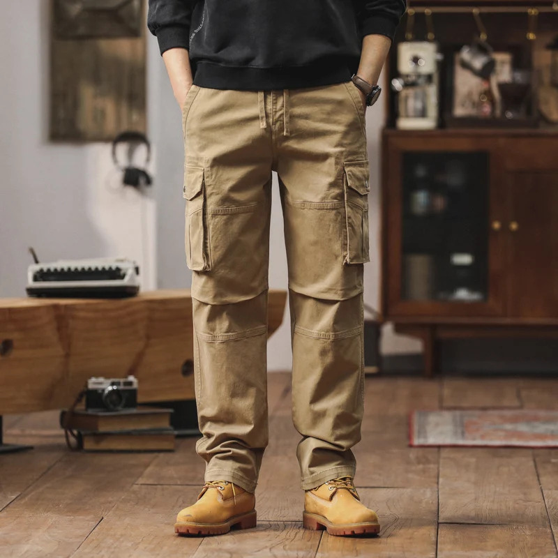 Herren Cargo-Hose im Utility-Stil mit Elastikbund, Kordelzug und Mehrfach-Taschen Drune
