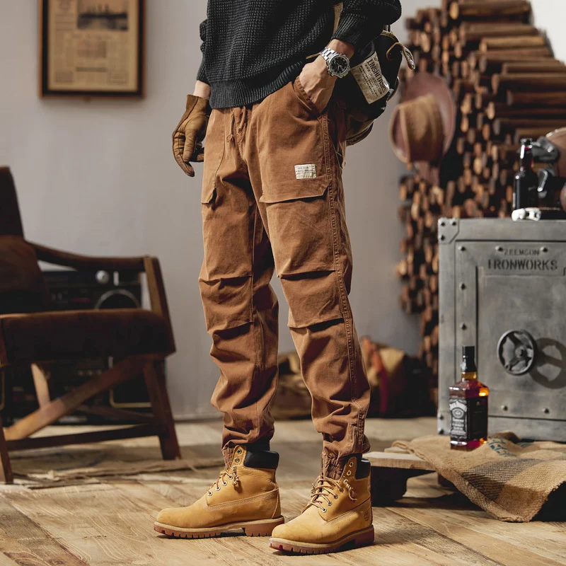 Herren Canvas‑Utility‑Jogger mit verstärkten Kniepaneelen, Klapptaschen und elastischem Knöchelsaum Drune