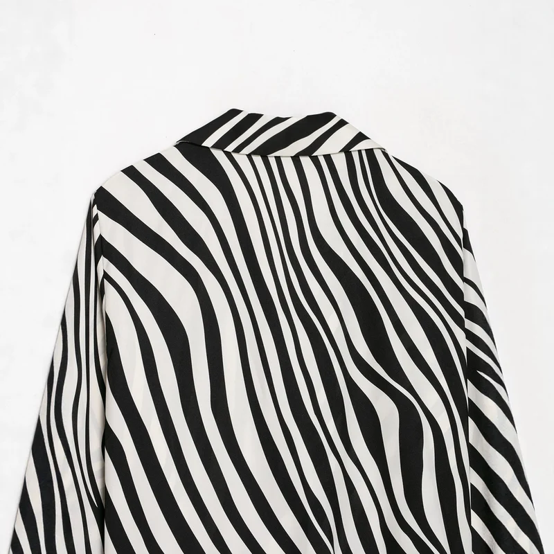 Damen Gestreifte Cropped-Bluse im Hemdstyle mit Federbesatz Drune