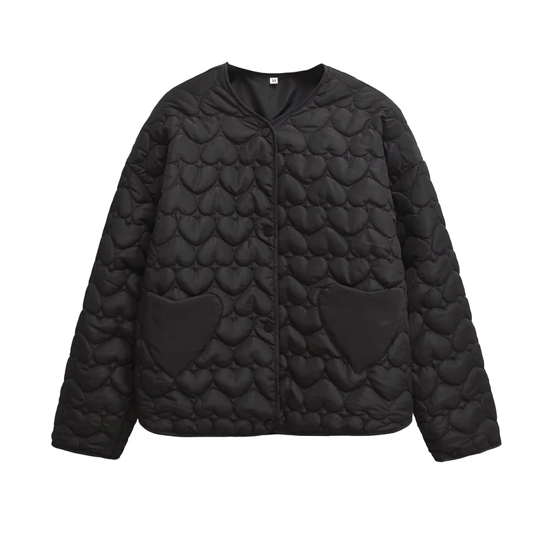 Damen Gesteppte Boxy-Übergangsjacke mit Herzsteppung und Herztaschen Drune