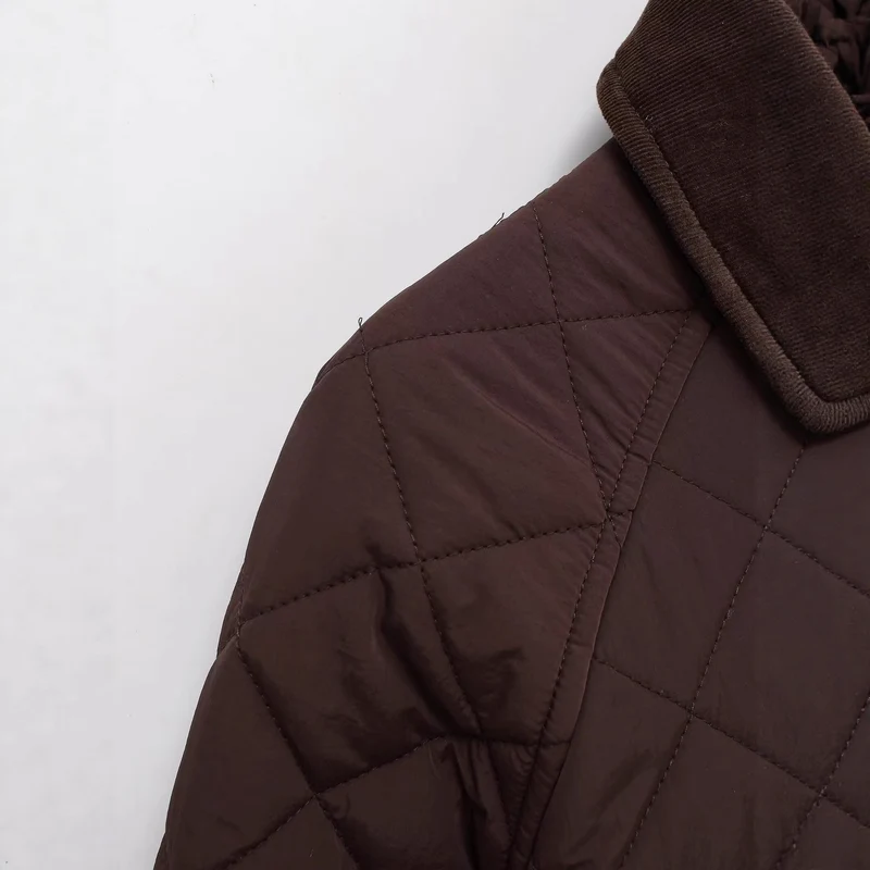 Damen Gesteppte Boxy‑Übergangsjacke mit Cordkragen und Pattentaschen Drune