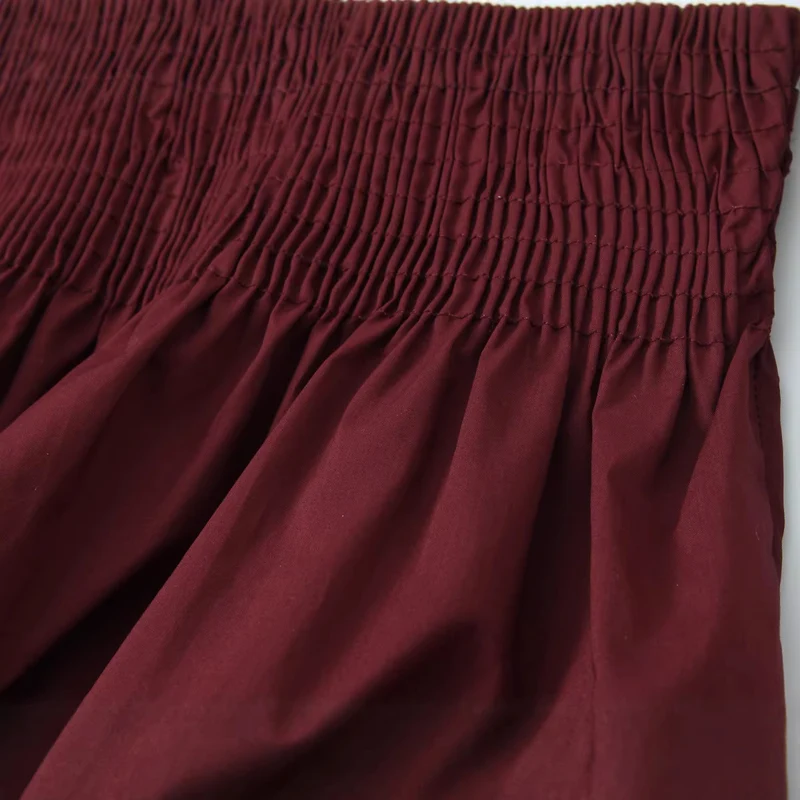 Damen Gesmokte Bluse mit Rüschenkragen und Volant-Peplum Drune