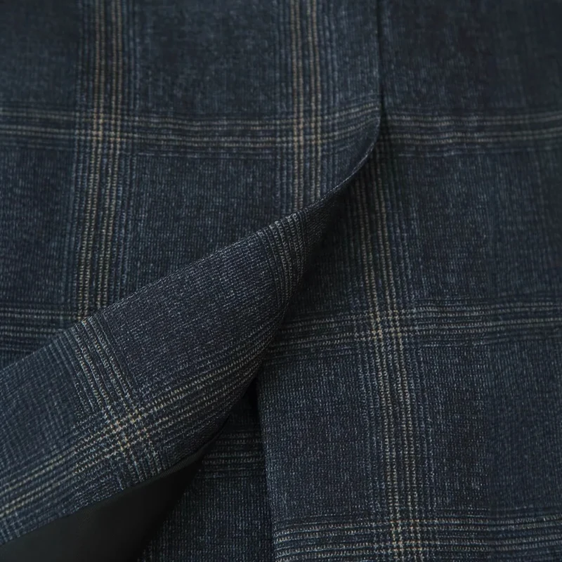 Damen Gerade geschnittener Glencheck-Blazer mit Stehkragen und Pattentaschen Drune