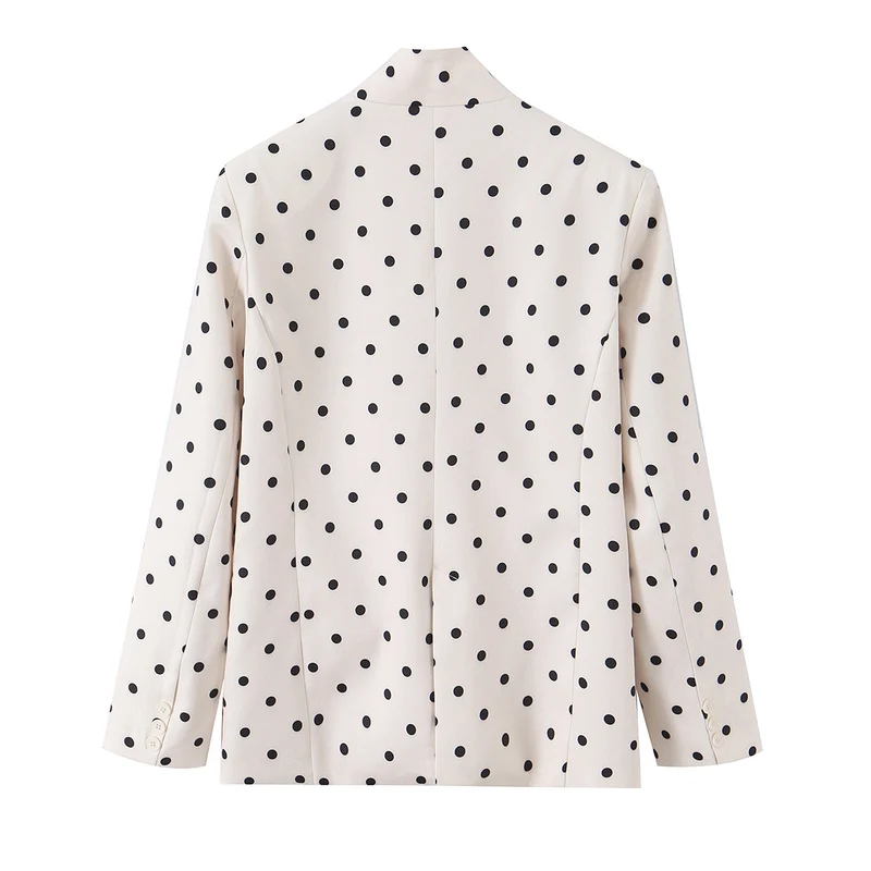 Damen Gepunkteter Boxy‑Blazer mit Stehkragen und Pattentaschen Drune