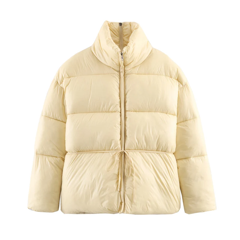 Damen Gefütterte Steppjacke mit Tunnelzug-Taillierung und hohem Stehkragen Drune