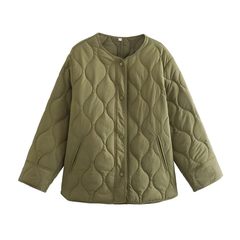 Damen Gefütterte Steppjacke im Boxy‑Schnitt mit Rundhalsausschnitt Drune