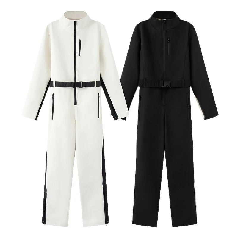 Damen Funktionaler Utility-Overall mit Reißverschlüssen und Taillengürtel Drune
