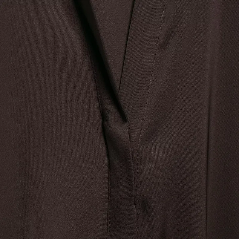 Damen Fließende Satin-Hemdbluse mit Tunnelzugtaillierung und verdeckter Knopfleiste Drune