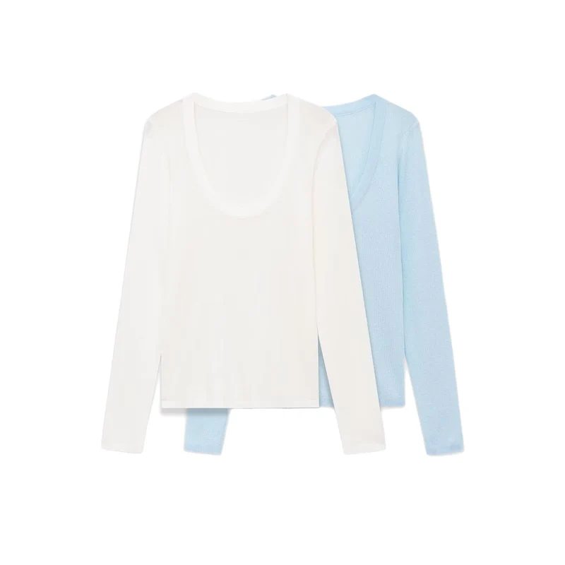Damen Feinstrick-Pullover mit tiefem U-Ausschnitt und schmaler Silhouette Drune