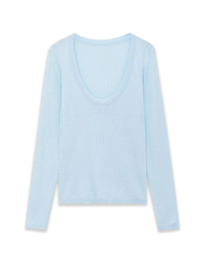 Damen Feinstrick-Pullover mit tiefem U-Ausschnitt und schmaler Silhouette Drune